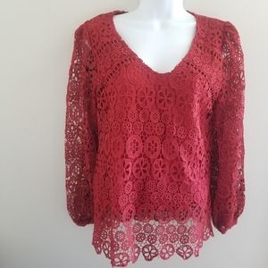 Long Sleeve Lace Crochet Top